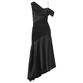 Robe en satin et crêpe drapée avec anagramme Loewe Noir