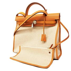 Hermès-Sac à main Hermes Airbag Zip PM □M gravé Toile H Naturel-Autre