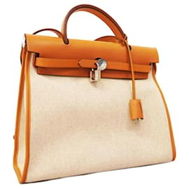 Hermès-Sac à main Hermes Airbag Zip PM □M gravé Toile H Naturel-Autre