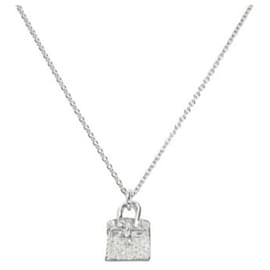 Hermès-Hermes Amulet Birkin K18WG White Gold Necklace-Other