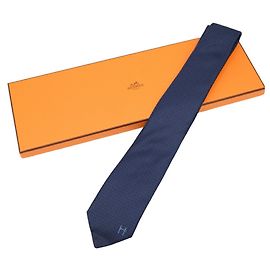 Hermès Corbata de seda azul marino Hermes Azul marino