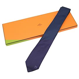 Hermès-Hermes Navy Silk Cravat-Navy blue