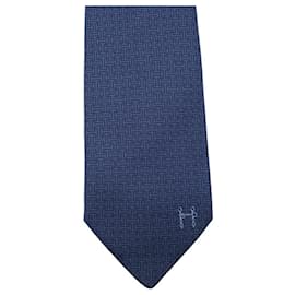Hermès-Hermes Navy Silk Cravat-Navy blue