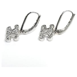 Céline-Celine Brass Triomphe Rhinestone Hoop Earrings-Other