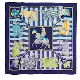 Hermès-Hermès Silk Scarf Square 90 Feather Shocks 1995s Navy-Multiple colors