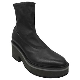 Schwarze Stretch-Leder-Plateau-Stiefel von Robert Clergerie Schwarz
