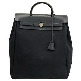 Mochila Hermès Toile Herbag GM preta Preto
