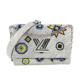 Louis Vuitton-Louis Vuitton White Epi Leather Azteque Twist MM Crossbody Bag-Black