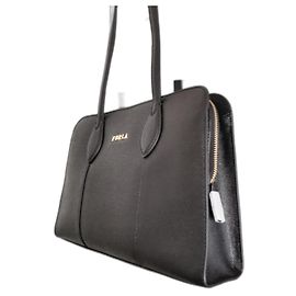Furla Black Leather Handbag Gold Hardware Black Gold hardware