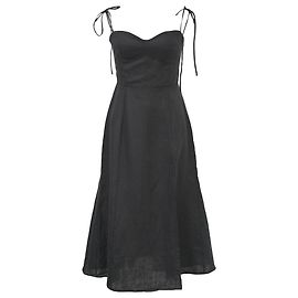 Reformation Robe Nebraska à lien de réformation en lin noir Noir