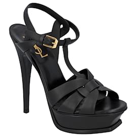 Saint Laurent-Saint Laurent Tribute Platform Sandals Black-Black