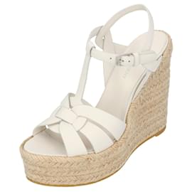 Saint Laurent-Tribute Wedge Sandals-White