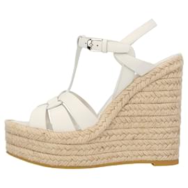 Saint Laurent-Tribute Wedge Sandals-White