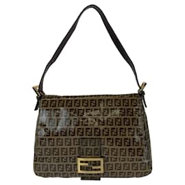 Fendi-Fendi Mamma Bucket Coated Canvas Leather Shoulder Bag-Brown