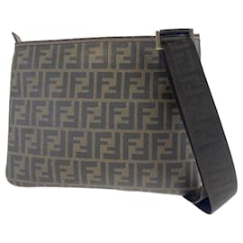 Fendi-Fendi Zucca Pattern PVC Shoulder Bag-Brown