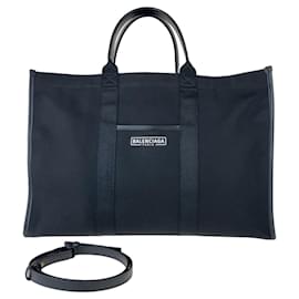 Balenciaga-Balenciaga Canvas/Leather Large Tote Bag-Black