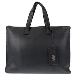 Fendi-Fendi Leather Selleria Briefcase-Black