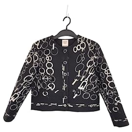 Hermès-Hermes Silk Quilted Jacket Black White-Other