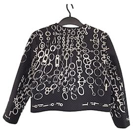 Hermès-Hermes Silk Quilted Jacket Black White-Other