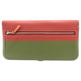 Hermès-Hermes Dogon Long Leather Wallet Red-Red