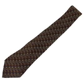 Hermès-Hermes Horsebit Silk Tie-Dark purple