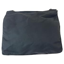 Prada-Prada Tessuto Nylon Triangle Logo Shoulder Bag-Black