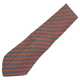 Hermès-Hermes Wave Pattern Silk Tie-Brown