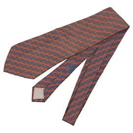 Hermès-Hermes Wave Pattern Silk Tie-Brown