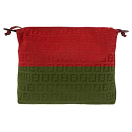 Fendi-Fendi Vintage Red Gold Canvas Shoulder Bag-Red