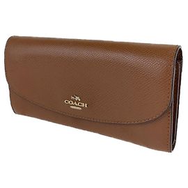 Carteira longa de couro COACH Marrom