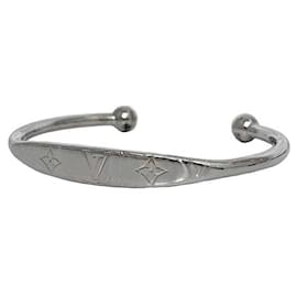 Louis Vuitton-Louis Vuitton Monogram Silver Bangle-Silvery,Monogram