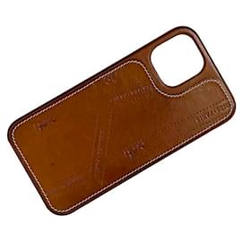 Hermès-Hermes Brown Leather Smartphone Case-Brown