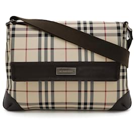 Burberry-Burberry Nova Check Pattern Shoulder Bag-Beige,Dark brown