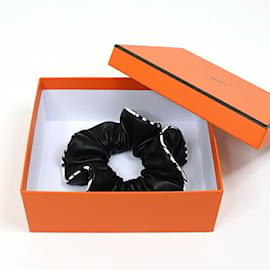 Hermès-Hermes Black Silk Scrunchie-Black