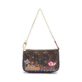 Borsa Louis Vuitton Pochette Accessoires Vivienne Holiday Marrone Rosa Multicolore