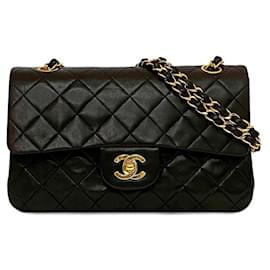 Chanel-Chanel Black Lambskin Chain Shoulder Bag-Black