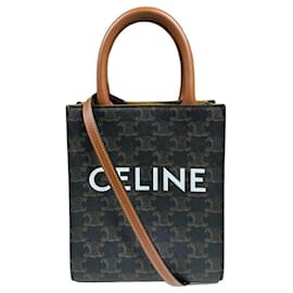 Céline-Bolsa de Ombro Celine Vertical Cabas Triomphe-Marrom