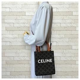 Céline-Bolsa de Ombro Celine Vertical Cabas Triomphe-Marrom