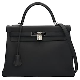 Hermès-Sac à épaule Hermes Kelly 32 en cuir Togo noir-Noir