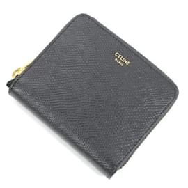 Céline-Carteira bi-fold de couro preto Celine-Preto