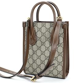 Gucci-Bolsa de Ombro Gucci Interlocking G-Marrom,Bege