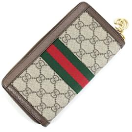 Gucci-Gucci Long Wallet in GG Supreme-Brown,Beige