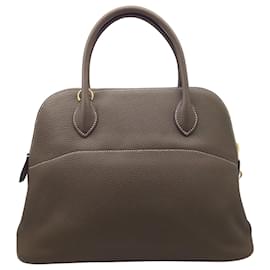 Hermès-Hermes Bolide 31 Handbag in Etoupe Gray-Brown,Taupe