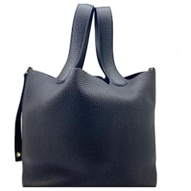 Hermès-Sac à main Hermes Picotin MM en cuir Taurillon Clemence noir-Noir