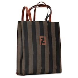 Fendi-Fendi Brown Pequin Convertible Backpack-Brown