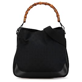 Gucci-Bolsa de lona GG preta Bamboo da Gucci-Preto