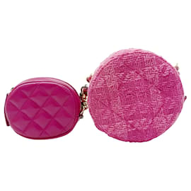 Chanel-Chanel 19 Tweed Round Shoulder Bag-Pink