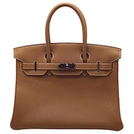 Hermès-Bolsa Hermès Birkin 30 Togo-Dourado,Laranja