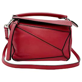 Loewe-Loewe Puzzle Handbag in Red Calfskin-Red