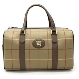 Burberry-Bolsa Boston com padrão xadrez Burberry-Caqui,Castanho escuro